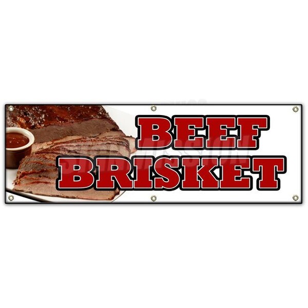 BEEF BRISKET BANNER SIGN slow cooked bar b que texas smoked sandwich